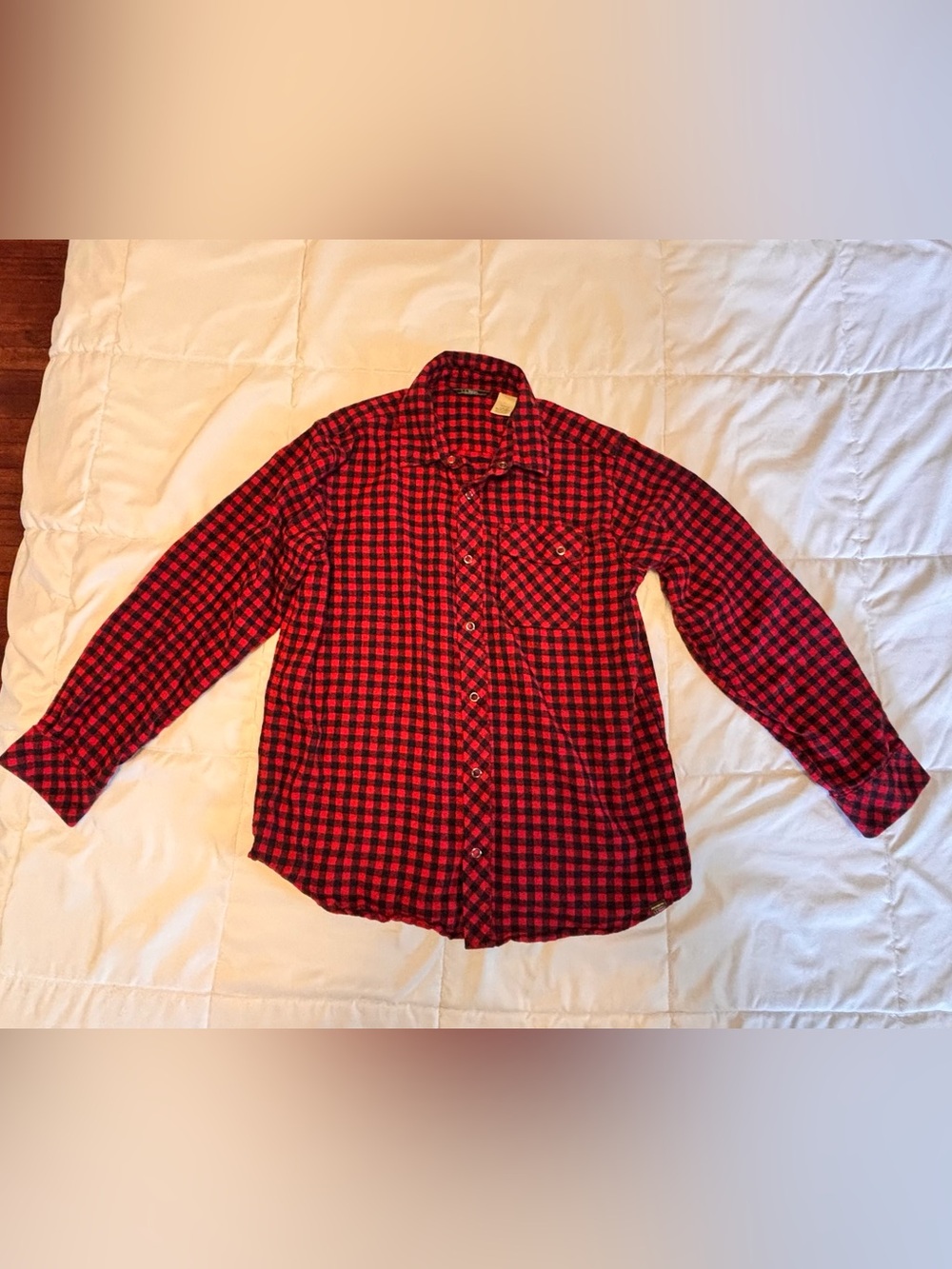 L.L. Bean Red and Black Plaid Button-Down Shirt